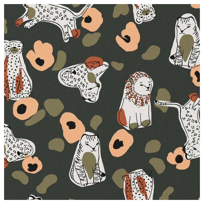 Printed Cotton SAWAIN Charcoal / Tawny Multicolored